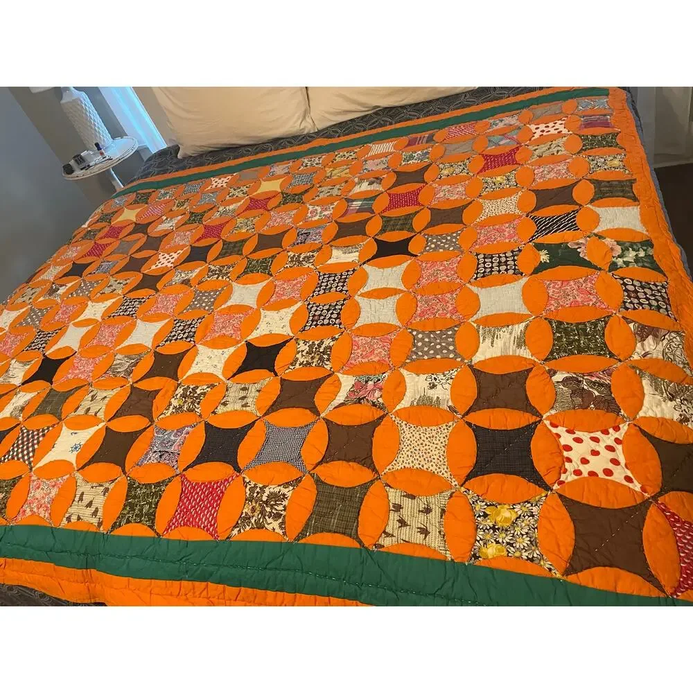 Queen Size Handmade Quilt Bright Colorful